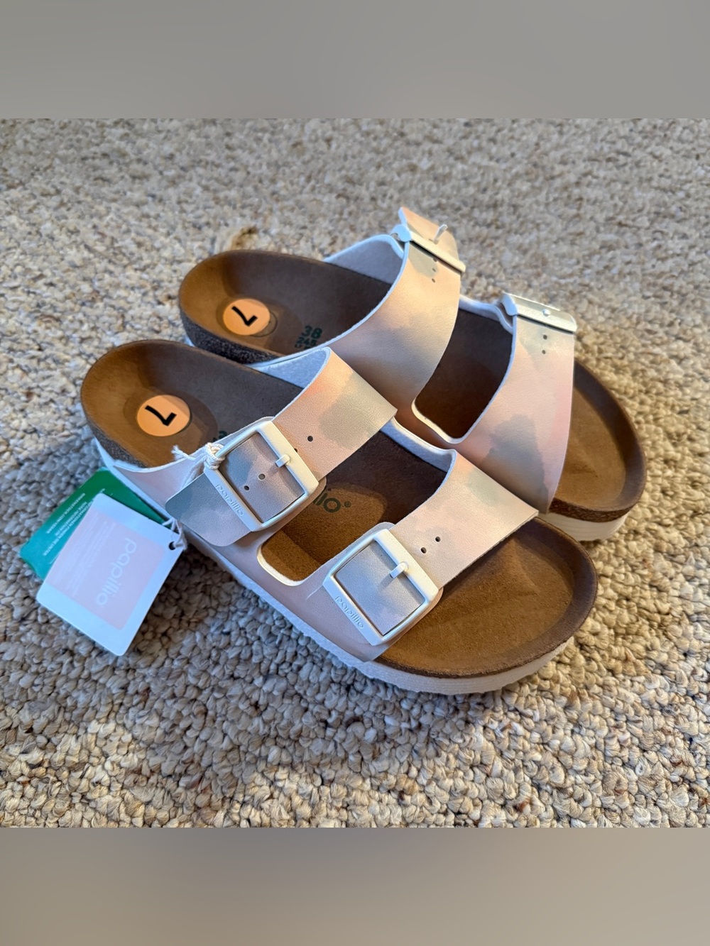 NWT Birkenstock Papillio Arizona Grooved Watercolor Platform Sandal Size US 7
